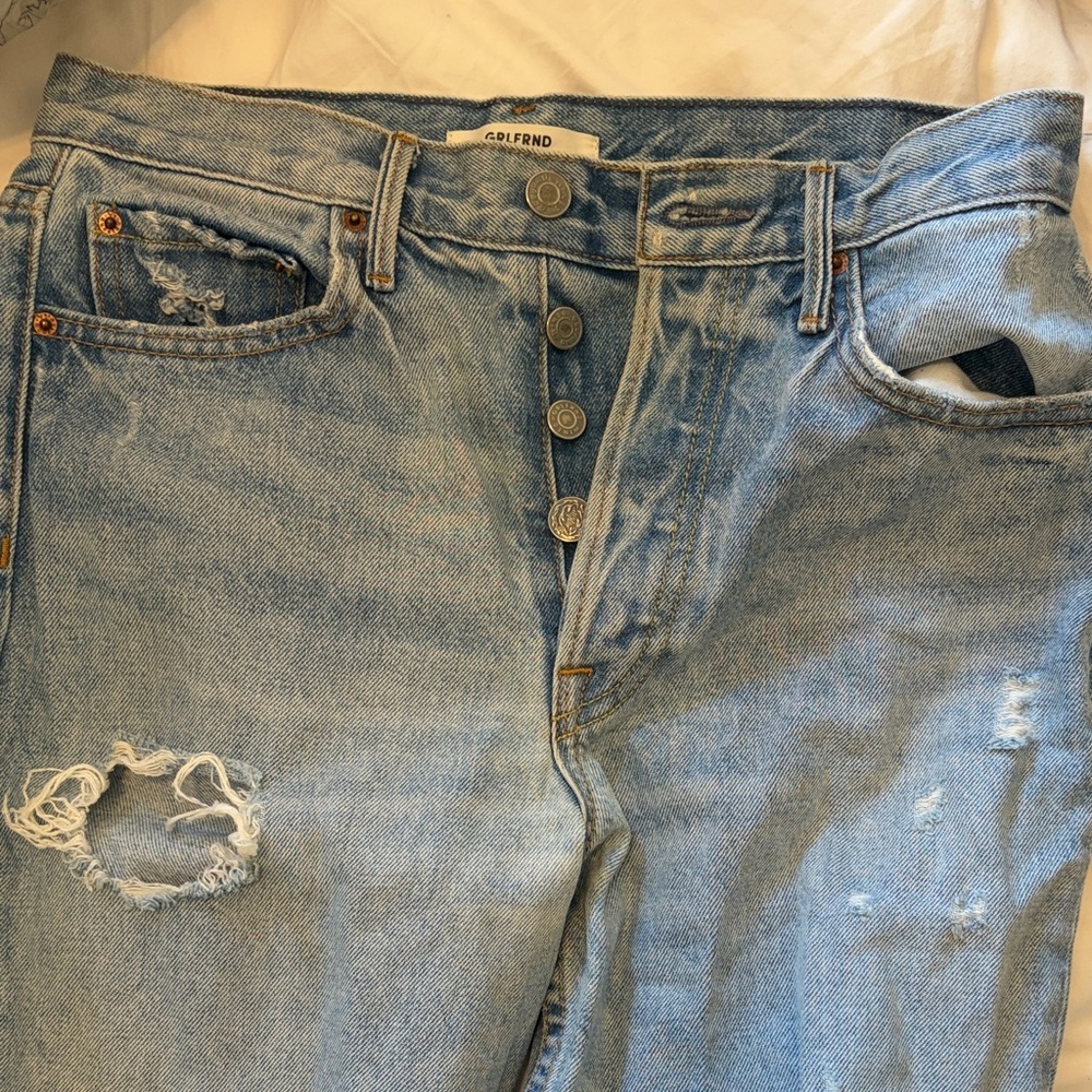 GRLFRND Light Wash Distressed Boyfriend Jeans